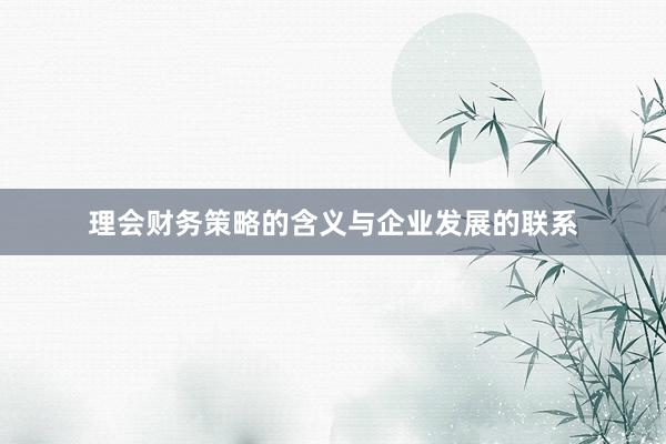 理会财务策略的含义与企业发展的联系